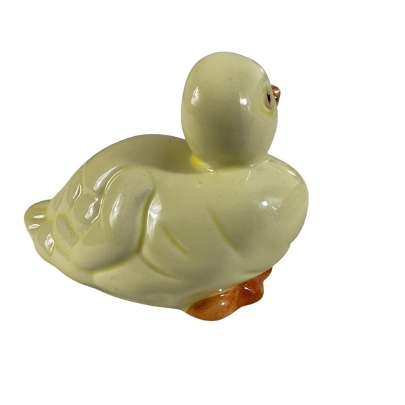 Vintage Ceramic Duck Figurine Pale Yellow with Orange Beak and Feet 4” x 2” x 3 - Picture 4 of 12